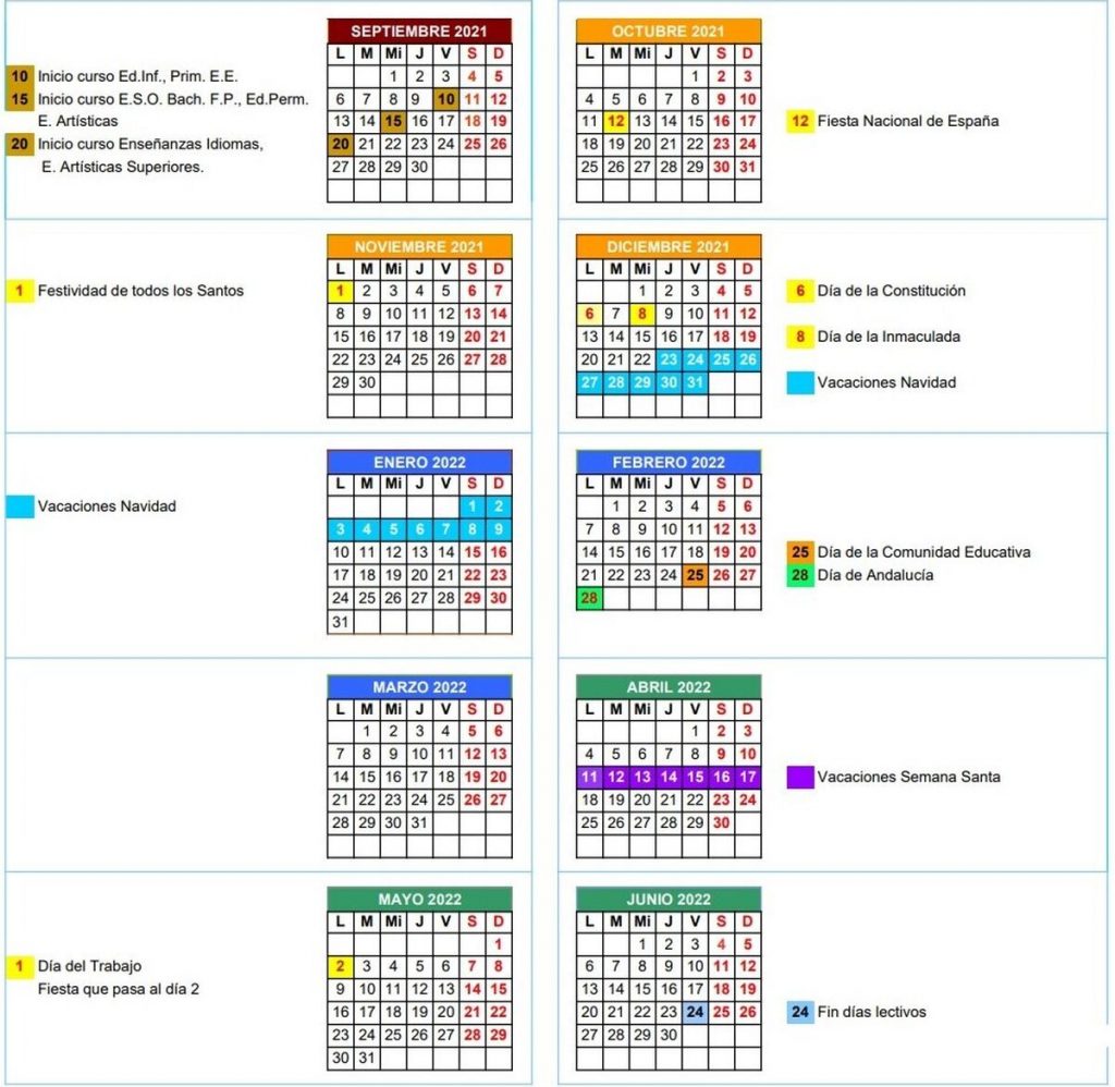 Calendario Escolar Andalucía 2022 2023
